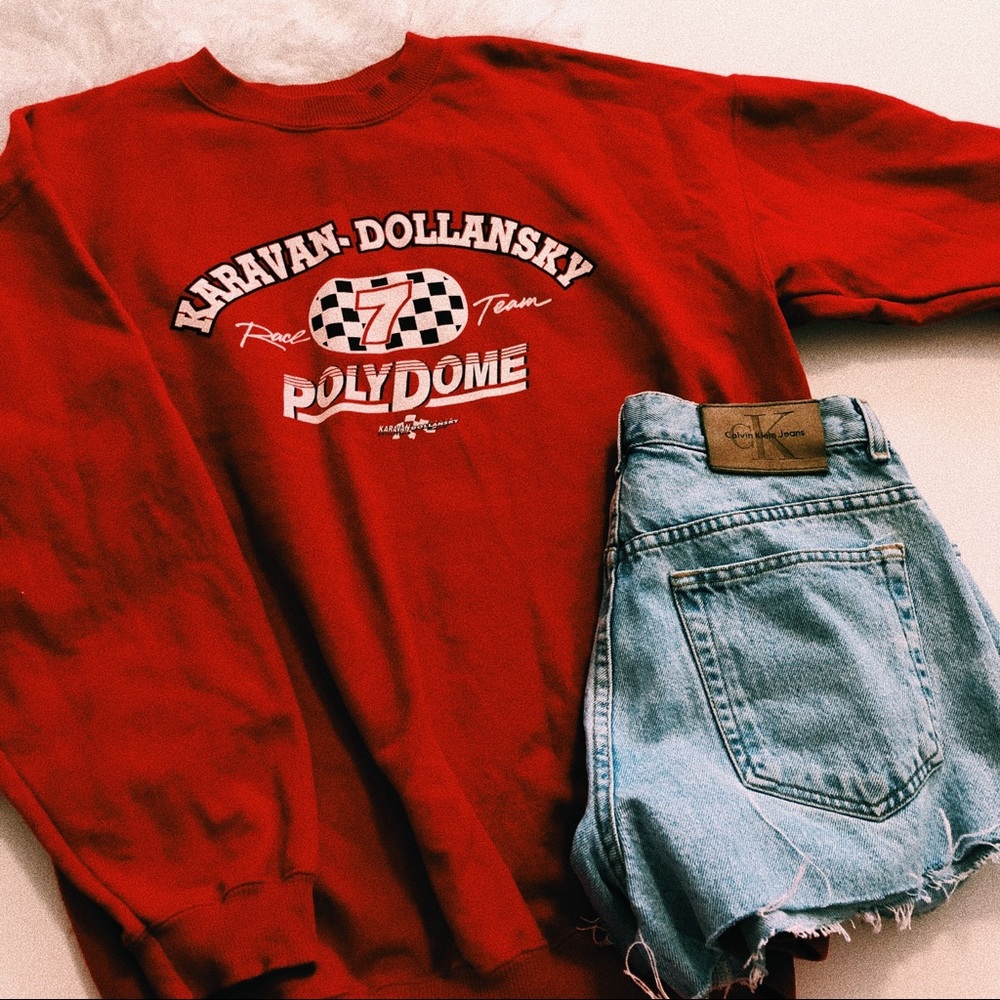 Vintage Red Racing Crewneck Sweater